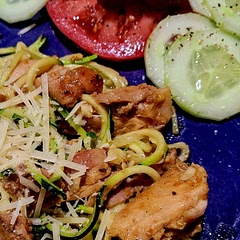 Delicious! Used chicken thighs instead of shrimp. Followed recipe otherwise. Added red pepper flakes and served with cucumber, tomato slices, and olives.
