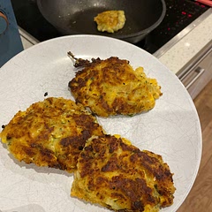 I mashed the potato but I think I would grate it next time.