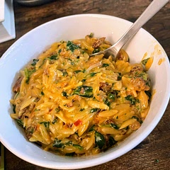 Added sun dried tomatoes. Delicious quick weeknight meal!