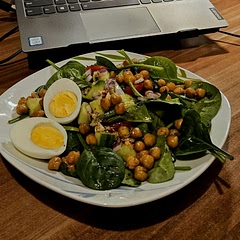 Added some eggs and baked the chick peas to get it crunchy🥰 loved it so much!