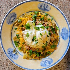 We like to make these when we have tostadas & Salsa Verde on hand. Even making refried beans from scratch, this is a fast meal. 