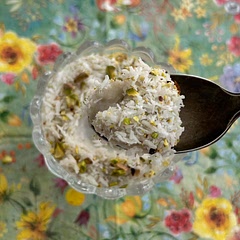 Yummy coconut spin on Iranian Yakh dar Behesht! It tastes like a rose water coconut rice pudding