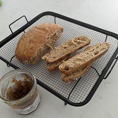 Was a bit flatter than I had hoped. First time making bread so overall happy 