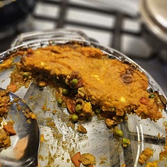 Forgot to take a pic until after we had almost finished! Increased the amount of spices slightly, added some coriander. Used sweet potatoes instead of Yukon. Very good!!