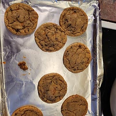 Mixed half chocolate chips & half butterfinger pieces. So good! 