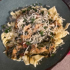Not a great picture, big this healthier version of this recipe is super good!  I made enough for eight servings so I can freeze some for hubby’s lunches!  It was very good!!