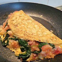 Swapped out heavy cream and cheddar with cream cheese instead. Also added in spinach and bacon into the mix. Very filling even for two for breakfast. Also goes well with bread.