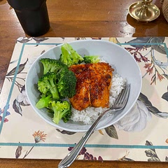 Really yummy and easy! I only used two salmon filets but kept the sauce ratio the same. This gave us a bit more sauce for the fish and rice. I did not use the blackening seasoning. I doubled the siracha.
