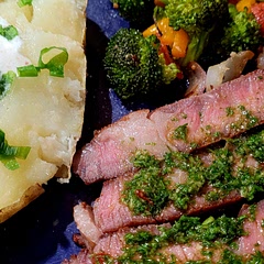 Made it for the 1st time...amaze balls! Used red chilies, which were rehydrated. Served over rib eye steaks with baked potato and steamed veggies.