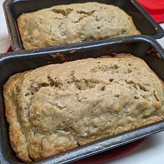 Not a bad base for a banana recipe to tweak to my liking. I went on the less sweet side. I also prefer a stronger banana taste, so next time I might do 3.5 bananas. 