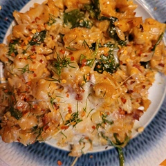 This was amazing. Used plant based diced "chicken" pieces in place of chicken. Topped with fresh dill in place of rosemary as that was what I had. Also sprinkled some shredded parm over the top. Very easy and tasty. Will definitely make again.