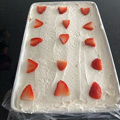 Came out pretty good, the cake doesn’t hold up well on a plate so I may lessen the amount of milk just a tad next time, but it tastes amazing. I added sliced strawberries and skipped the cinnamon, no complaints at all!