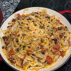 Followed recipe pretty much. Very tasty made about 12 burritos; will definitely do again
