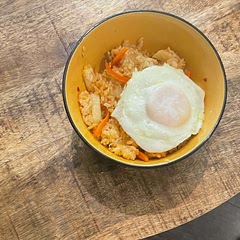 Only reason why I didn’t cook the egg with the rice is because I was cooking for 2 people 😆 
It was very good 😋