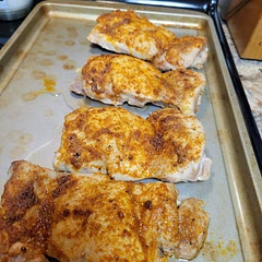 Not as Crispy as expected. I think I'll use ones with the skin on next time for the crunch. Good blend of spices. Added some mashed potatoes and broccoli to make a meal. 