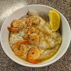 Pretty good recipe. I added old bay to the grits. Next time, I'd double the ingredients for the sauce it was really good.