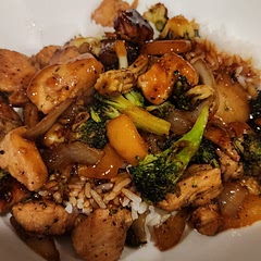 The sauce was perfection! This will be my go-to recipe for teriyaki sauce.
I added veggies: onion, bell pepper, broccoli, water chestnuts, and baby corn. Stir fried the veggies in avocado oil, salt and pepper until browned, then removed from pan and cooked the chicken (same pan). I cut my chicken into bite size pieces (family preference). I used paper towels to soak up the chicken juices while cooking to help it brown better. I also added pepper to the chicken. Then I added the veggies back into the pan with the chicken and finished with the recipe using the teriyaki sauce. Family loved it!