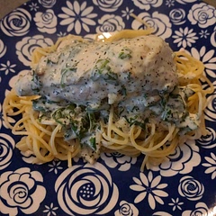 This was super tasty! I took the advice in the comments and doubled the sauce. The spinach was a nice addition. Next time I would maybe add more garlic.