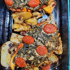 I added roasted red peppers and pre seasoned my chicken with Sazon and smoked paprika for more flavor. 