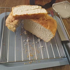 Very good, closest homemade bread to store-bought I have ever had. The crust is very crunchy, the bread is fluffy, but seems like it will become more dense as it sits. I would probably cook for less than 45 minutes next time to try to make the outside a little less crunchy. Fully cooked through!