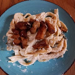 I slightly changed it for a half batch to work, and added chicken to top. This sause is definitely good.