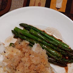 Didn't plate it well but the fish is delicious!