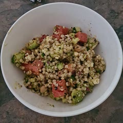 Way too much couscous (by about double). Made at least an extra serving. Wouldn't have complained about topping with chilli flakes and dried cranberries. Very delicious!!!