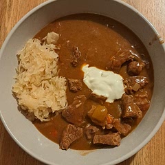 Had it with a side of sauerkraut and naan.