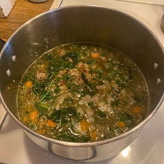 Used brown rice, deglazed pan with white wine.  Yummmm