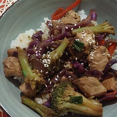 It was such a basic yet very tasty marinade that made a wholesome meal that even my kids enjoyed. I did add some extra vegetables that I needed to use up. Otherwise, this is an amazing meal.