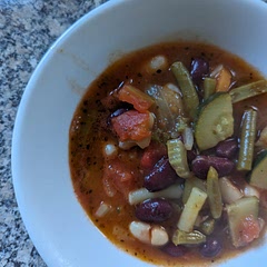 My toddler helps cook a batch soup to eat over the weekend for lunches. This one was a big hit. 