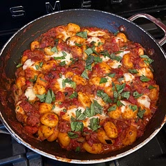 Add peppers and courgette with the onion to get more veg in! Can do in a heat proof frying pan so all in one. Great for kids & adults!