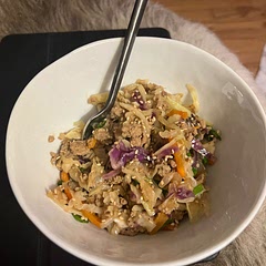 Delicious! Will definitely make again. We used ground turkey instead of pork because that’s what I had in the house. My spouse suggested that next time I add water chestnuts which is a great idea!