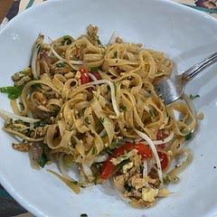 This was shockingly good! I used a whole pound of ground chicken. Important to only soak the noodles and not cook them. They will cook in the sauce with the chicken. I used soy sauce instead of the tamari.