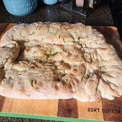 Topped with oil, sea salt and rosemary