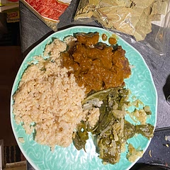 To quote my husband “My love for you has increased because you made me this food!”. Suffice it to say it was well received at our house. I will definitely be making this again! I suggest starting the greens first because they take a bit to cook. I added only about half the broth for the stew because we like our stews thick.
