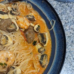 I added a lot more lime, some mushrooms in place of a few prawn and some sugar. Delicious. Even my 3 year old loved it.