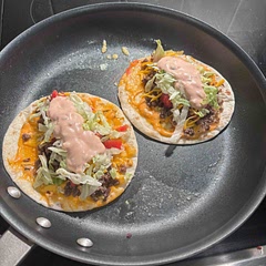 This was super easy to make. And very tasty. I should have used larger tortillas.