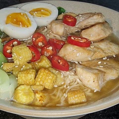 Added the veg I had, baby corn, mushrooms, Pak choi. 