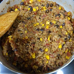 Took longer to cook since some of the rice didn't cook at the same pace (some was cooked and some crunchy). I added taco seasoning but it still tasted a bit bland to me. 