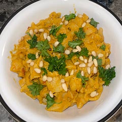Good - like a nutty, healthy, mac & cheese. I doubled the garlic & added garlic powder & lots of red pepper, subbed parmesan cheese for yeast, soy sauce for miso, & peanut butter for tahini. I don’t think I’ll make it again though.