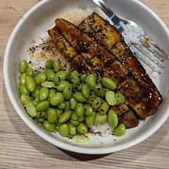 I did the steaming and slicing in the wrong order, oops, but good