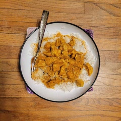 We use canned coconut cream. Sometimes we add green beans too.