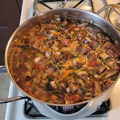 Super easy recipe.
Added some portobello mushrooms.  