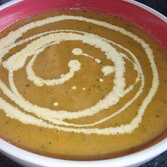 May have added a little more fresh corriander, and a swirl of cream for aesthetics. Nice and filling, healthy and low on calories. 