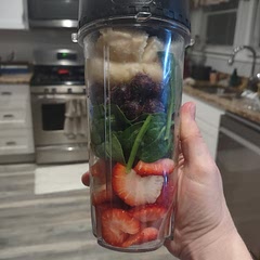 Nothing special, just a traditional healthy smoothie. Not sure how they got it looking purple, mine was brownish green. 