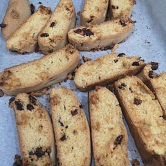 Made 1/2 the recipe. Already ate 6 pieces in this photo. Divided the dough into 2 logs. Delicious straight out of the oven. 
