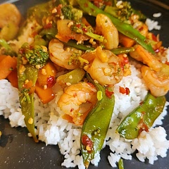 Added other veggies and cut back the chili sauce a bit. Still pretty spicy! My older kid still ate it but definitely needed a drink! VERY tasty though!
