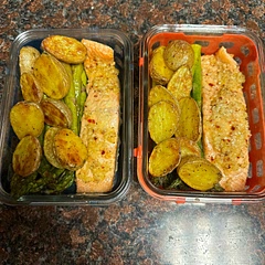 I added red pepper flake to butter mix and garlic powder to the potatoes and definitely used more salt and pepper. But super easy and very tasty. Will make again.