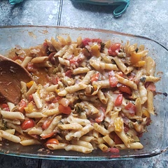 Added paprika like others said. It helped. Used shredded cheese instead of mozzarella and it was good. Made way too much pasta. Only used half in the recipe. I tried it alone then added cooked turkey breast and it was so much better 